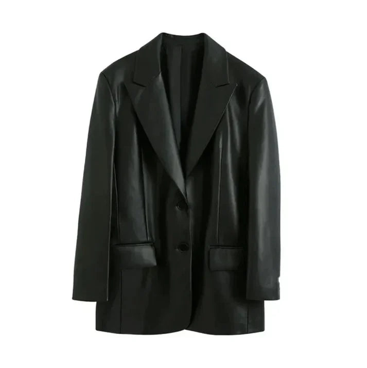 Blazer en simili cuir noir - May